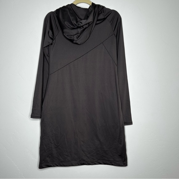 Betabrand Red Eye Charcoal Gray Long-Sleeve Travel Dress Size Small Hooded - Picture 2 of 13